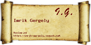 Imrik Gergely névjegykártya